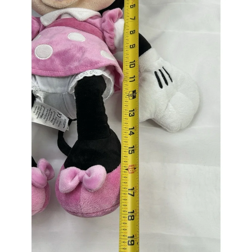 Disney Store Minnie Mouse Plush Toy Stuffed Animal Pink Polka Dot Dress Bow 16